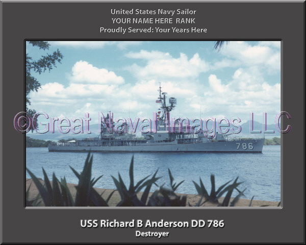 USS Richard B Anderson DD 786 Personalized Navy Ship Photo