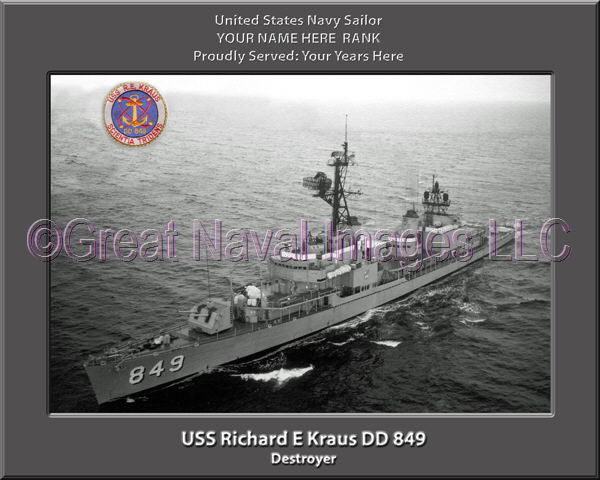 USS Richard E Kraus DD 849 Personalized Navy Ship Photo