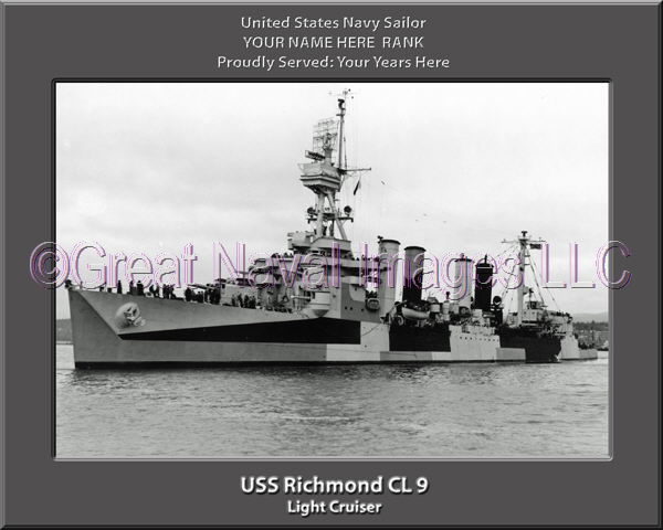 USS Richmond CL 9 Personalized Navy Ship Photo Printed on Canvas