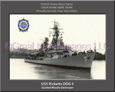 USS Ricketts DDG 5 Personalized Navy Ship Photo