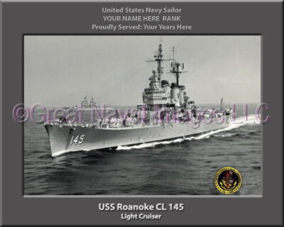USS Roanoke CL 145 Personalized Navy Ship Photo Printed on Canvas