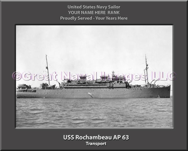 USS Rochambeau AP 63 Personalized Ship Photo on Canvas