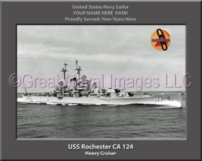 USS Rochester CA 124 Personalized Navy Ship Photo Printed on Canvas