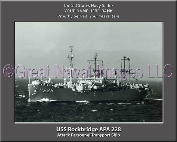 USS Rockbridge APA 228 Personalized Ship Photo on Canvas
