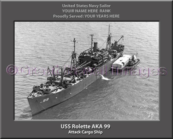 USS Rolette AKA 99 Personalized Ship Photo on Canvas