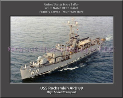 USS Ruchamkin APD 89 Personalized Navy Ship Photo