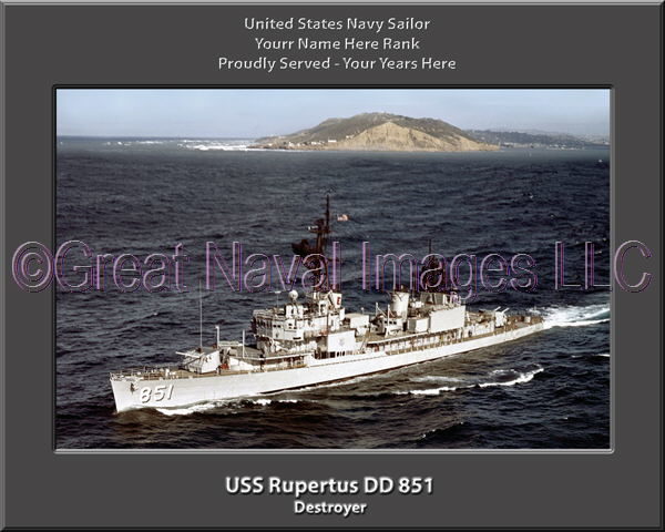 USS Rupertus DD 851 Personalized Navy Ship Photo