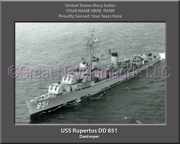 USS Rupertus DD 851 Personalized Navy Ship Photo