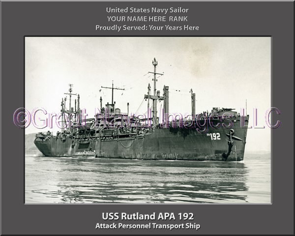 USS Rutland APA 192 Personalized Ship Photo on Canvas