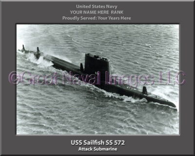USS Sailfish SS 572 Personalized Photo on Canvas