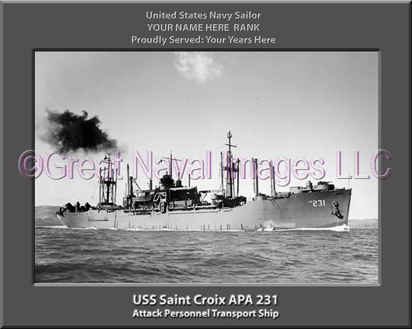 USS Saint Croix APA 231 Personalized Ship Photo on Canvas