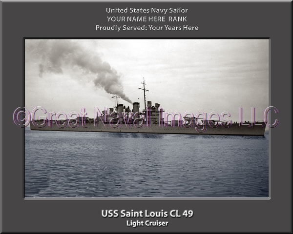USS Saint Loius CL 49 Personalized Navy Ship Photo Printed on Canvas