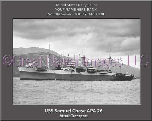 USS Samuel Chase APA 26 Personalized Ship Photo on Canvas