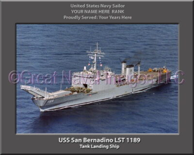 USS San Bernadino LST 1189 Personalized Navy Ship Photo