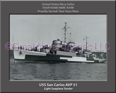 USS San Carlos AVP 51 Personalized Navy Ship Photo
