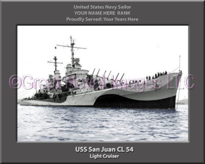USS San Juan CL 54 Personalized Navy Ship Photo Printed on Canvas