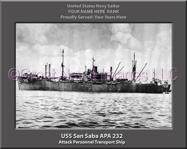 USS San Saba APA 232 Personalized Ship Photo on Canvas
