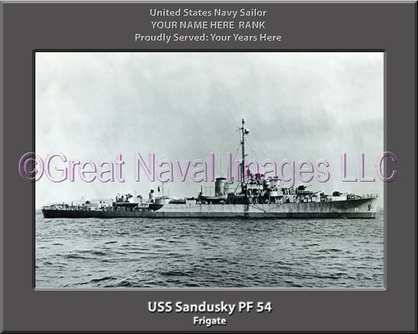 USS Sandusky PF 54 Personalized Ship Photo on Canvas