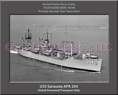 USS Sarasota APA 204 Personalized Ship Photo on Canvas