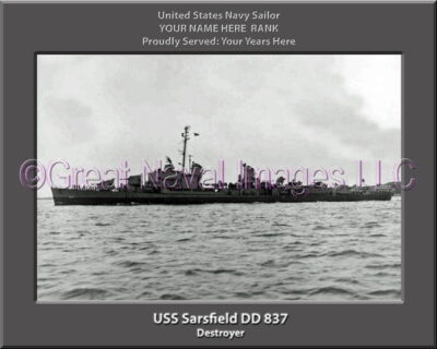 USS Sarsfield DD 837 Personalized Navy Ship Photo