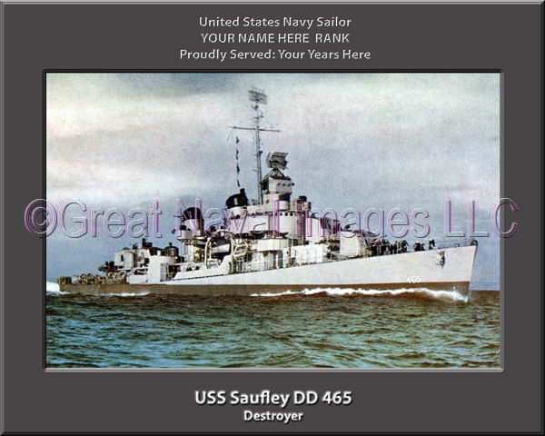 USS Saufley DD 465 Personalized Navy Ship Photo