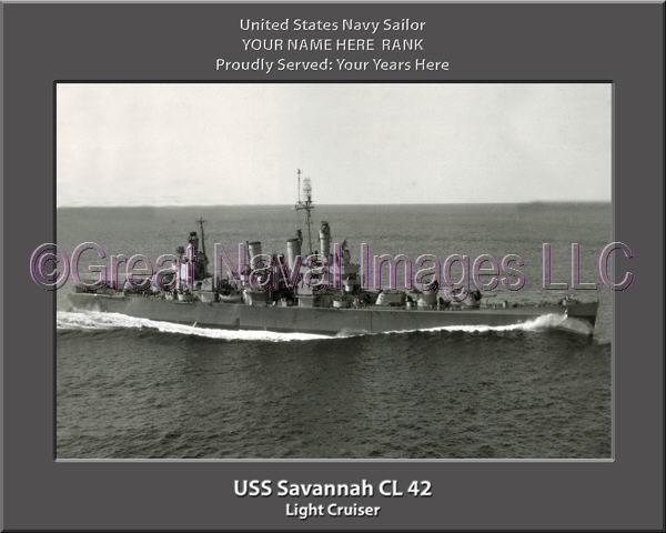 USS Savannah CL 42 Personalized Navy Ship Photo Printed on Canvas