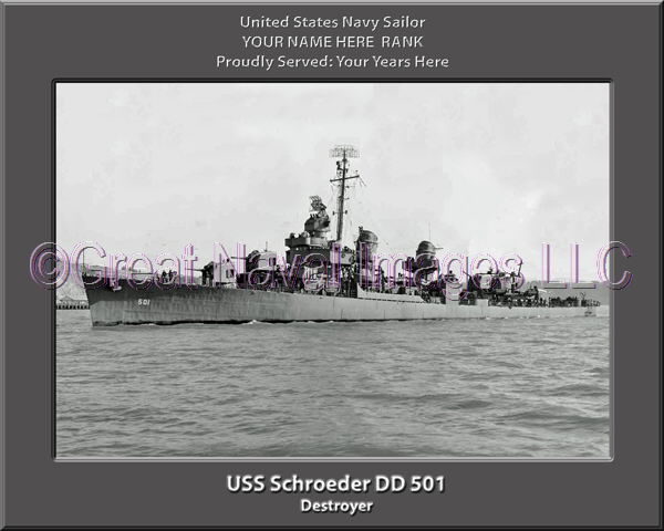 USS Schroeder DD 501 Personalized Navy Ship Photo