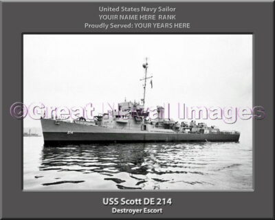 USS Scott DE 214 Personalized Navy Ship Photo