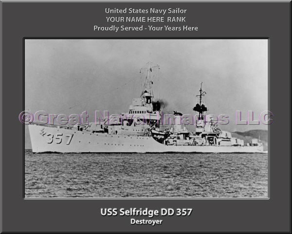 USS Selfridge DD 357 Personalized Navy Ship Photo
