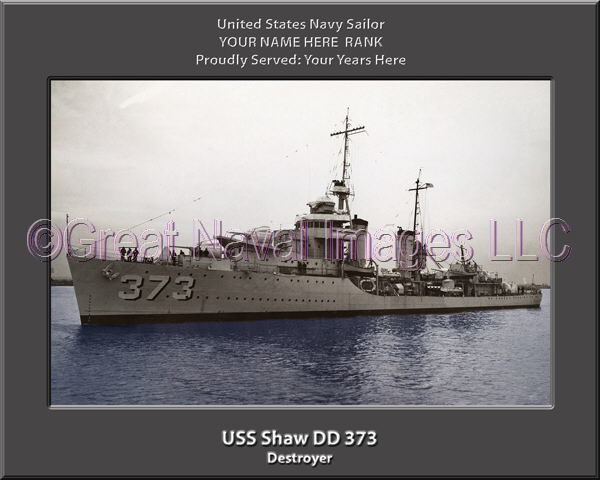 USS Shaw DD 373 Personalized Navy Ship Photo