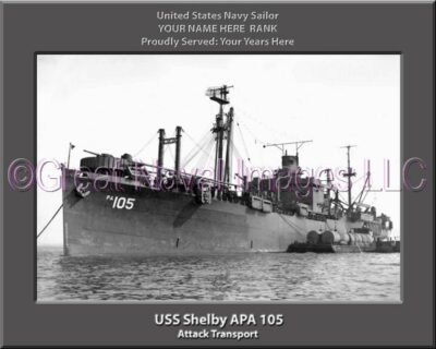 USS Shelby APA 105 Personalized Ship Photo on Canvas