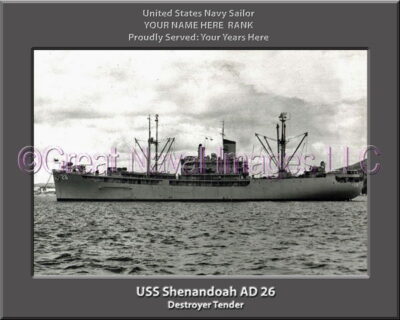 USS Shenandoah AD 26 Personalized Navy Ship Photo