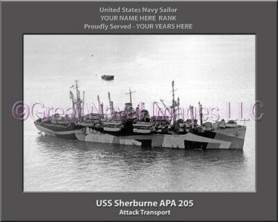 USS Sherburne APA 205 Personalized Ship Photo on Canvas