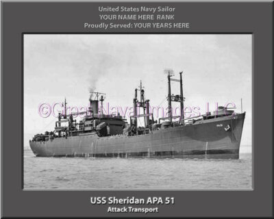 USS Sheridan APA 51 Personalized Navy Ship Photo