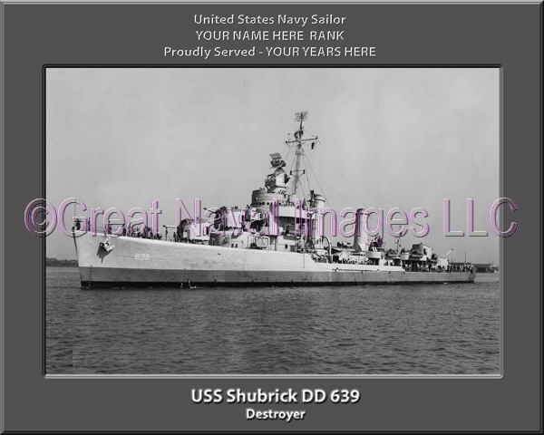 USS Shubrick DD 639 Personalized Navy Ship Photo