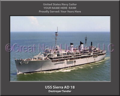 USS Sierra AD 18 Personalized Navy Ship Photo