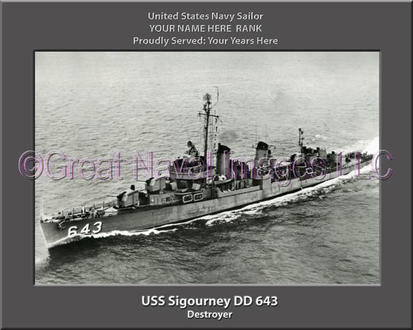 USS Sigourney DD 643 Personalized Navy Ship Photo