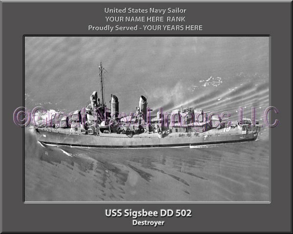 USS Sigsbee DD 502 Personalized Navy Ship Photo