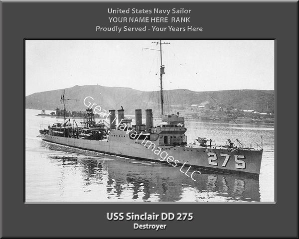 USS Sinclair DD 275 Personalized Navy Ship Photo
