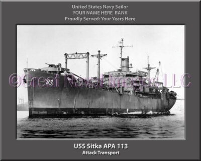 USS Sitka APA 113 Personalized Ship Photo on Canvas