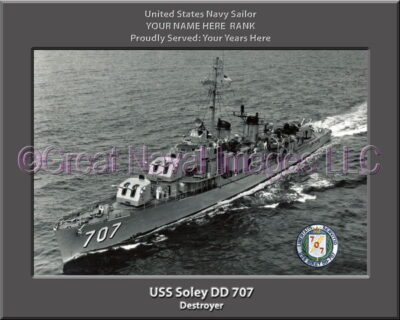 USS Soley DD 707 Personalized Navy Ship Photo
