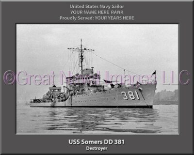 USS Somers DD 381 Personalized Navy Ship Photo