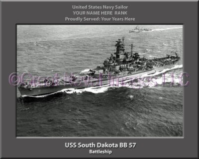 USS South Dakota BB 57 Personalized Photo on Canvas
