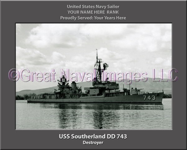 USS Southerland DD 743 Personalized Navy Ship Photo