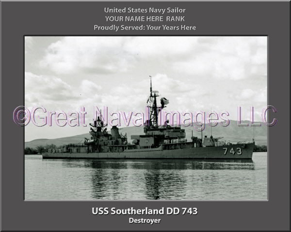 USS Southerland DD 743 Personalized Navy Ship Photo ⋆ Personalized US