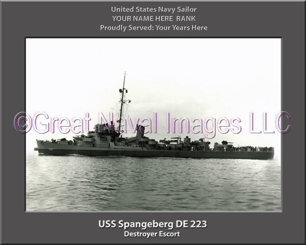 USS Spangeberg DE 223 Personalized Navy Ship Photo