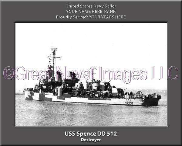 USS Spence DD 512 Personalized Navy Ship Photo