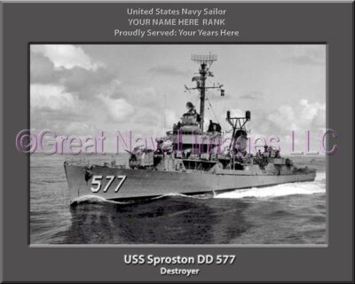 USS Sproston DD 577 Personalized Navy Ship Photo