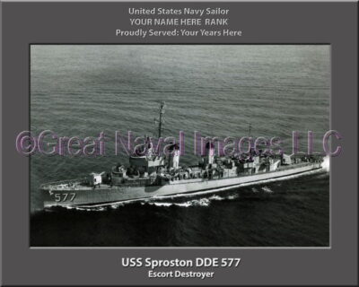 USS Sproston DDE 577 Personalized Navy Ship Photo