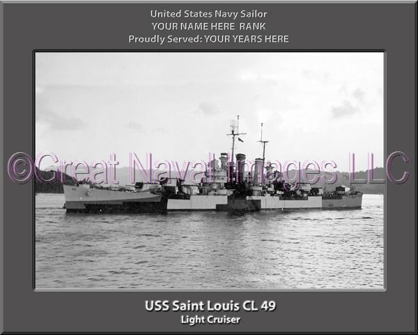 USS St Louis CL 49 Personalized Navy Ship Photo Printed on Canvas